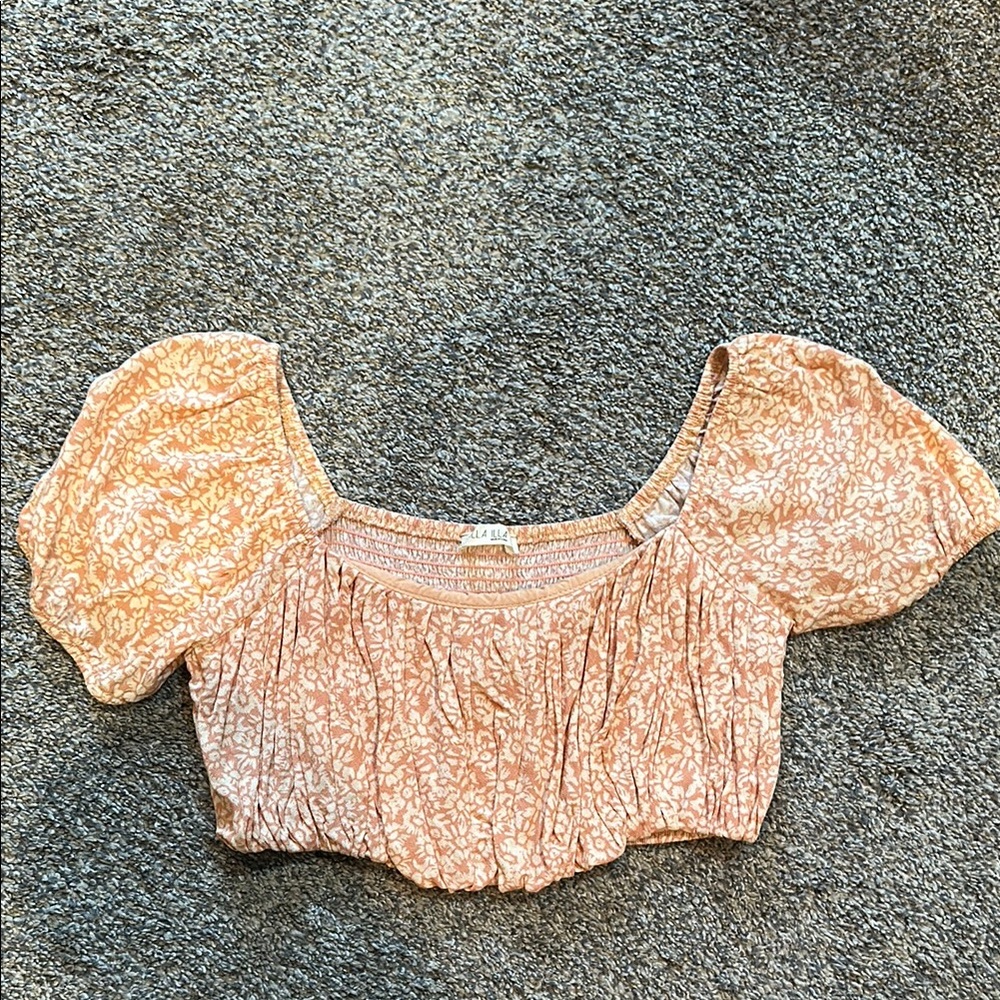 Illa Illa Short Sleeve Crop Orange Floral Shirt